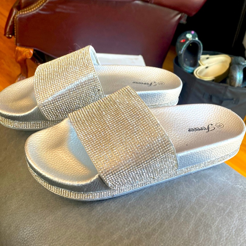 Silver rhinestone sandals size 9